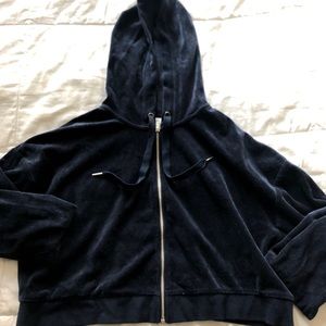 Cropped Velour Hoodie